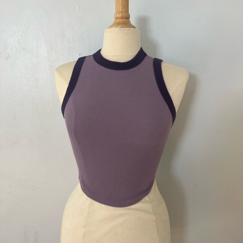 Purple Ribbed Sleeveless Top